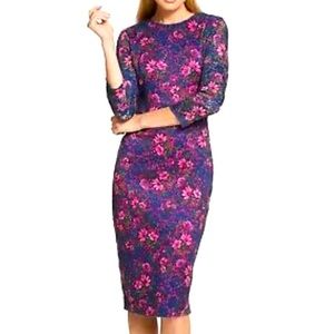 NWT Kensie Bodycon Lace Dress | Pink &Blue | Knee Length Back Slit | Size 2